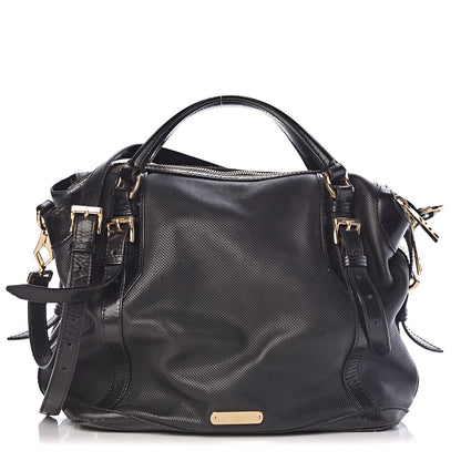 Burberry Calfskin Perforated Ellers Satchel Black 1 of 31