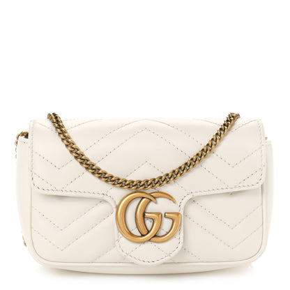 Gucci Calfskin Matelasse Super Mini GG Marmont Shoulder Bag White 1 of 9