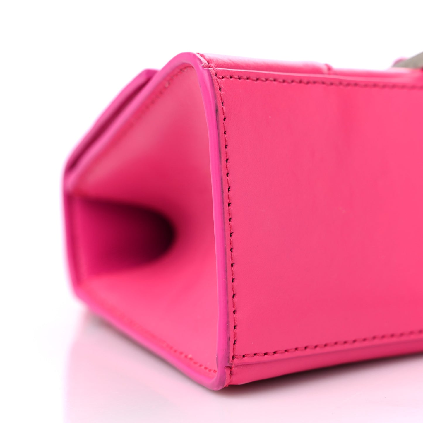 Shiny Box Calfskin Hourglass Top Handle Bag XS Acid Fuchsia