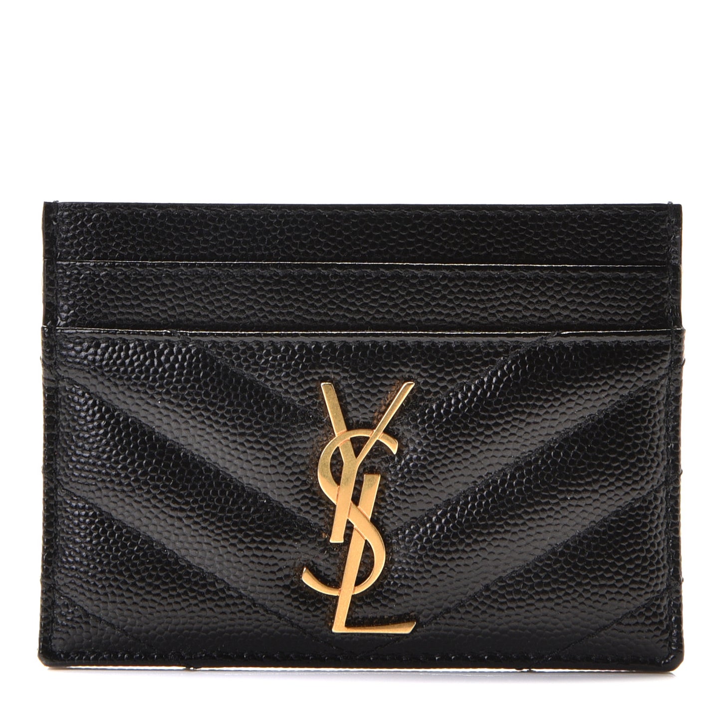 Grain De Poudre Matelasse Chevron Monogram Credit Card Case Black
