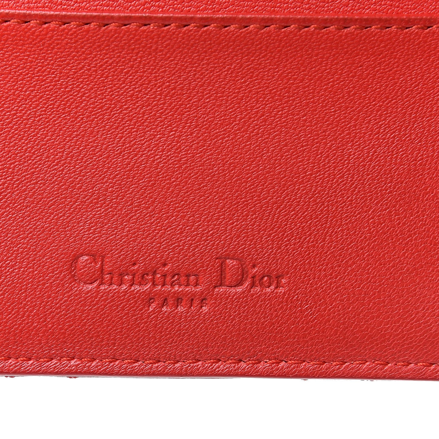 Lambskin Cannage Lady Dior Card Holder Red