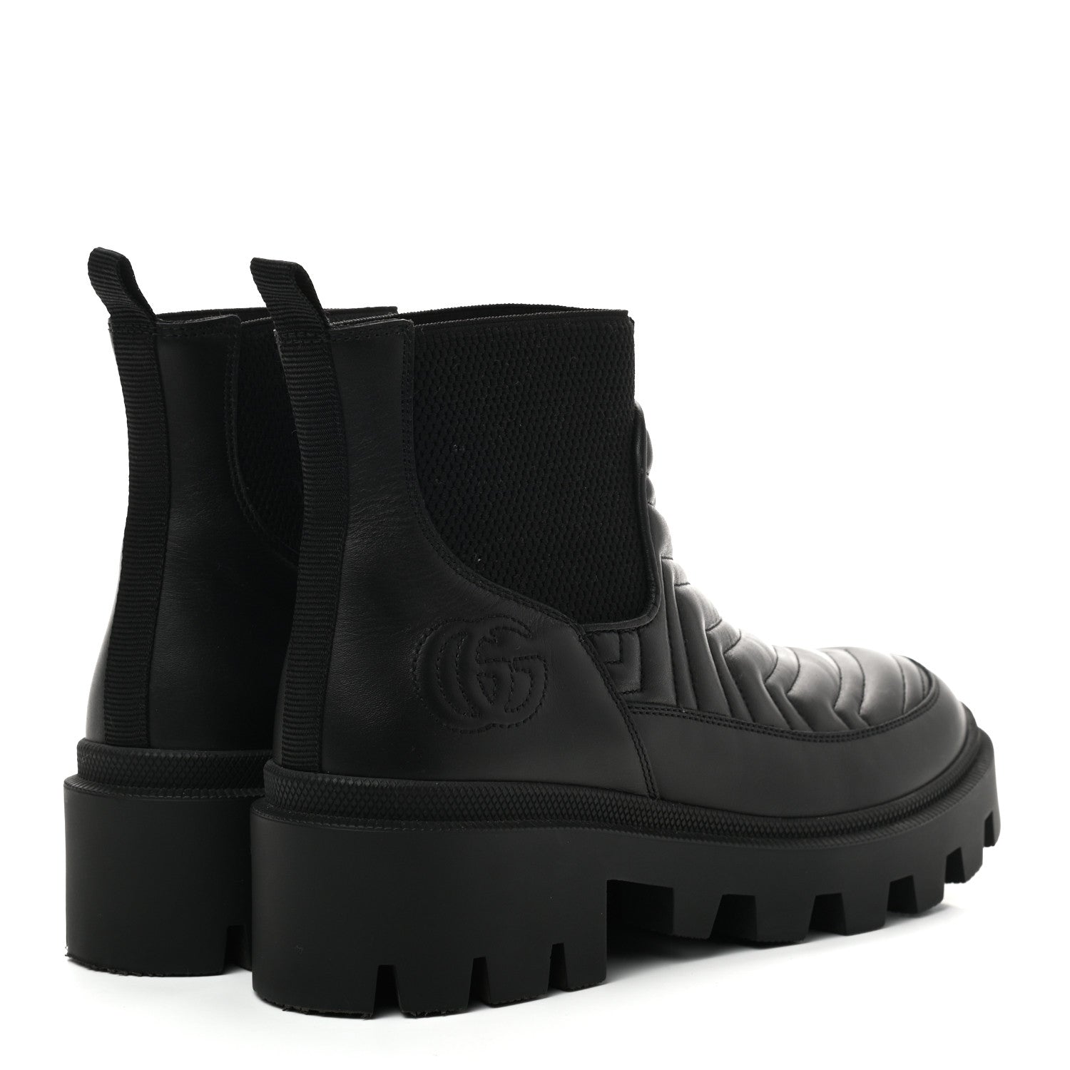 Gucci Calfskin Nappa Matelasse Frances Chelsea Boots 38.5 Black 4 of 9