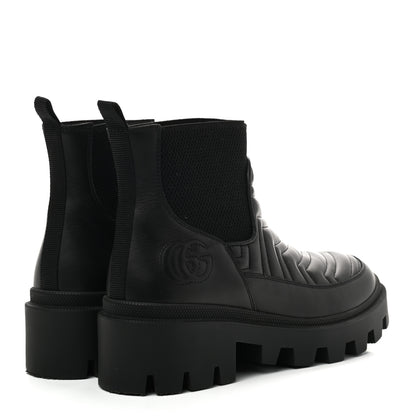 Gucci Calfskin Nappa Matelasse Frances Chelsea Boots 38.5 Black 4 of 9