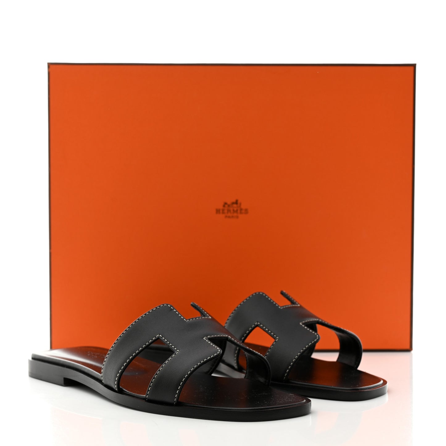 Box Calfskin Oran Sandals 35.5 Black