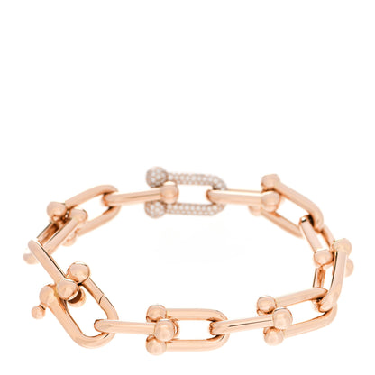 Tiffany 18K Rose Gold Diamond Large HardWear Link Bracelet 2 of 4