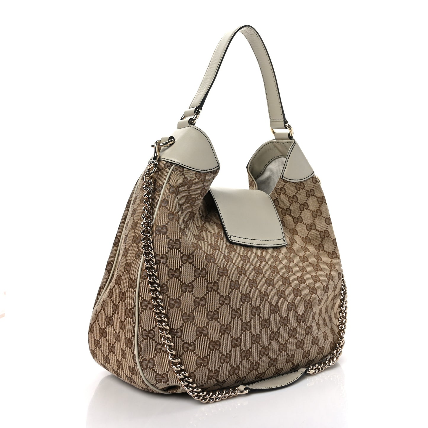 Monogram Margaux Calfskin Medium Emily Hobo Beige Ebony Mystic White