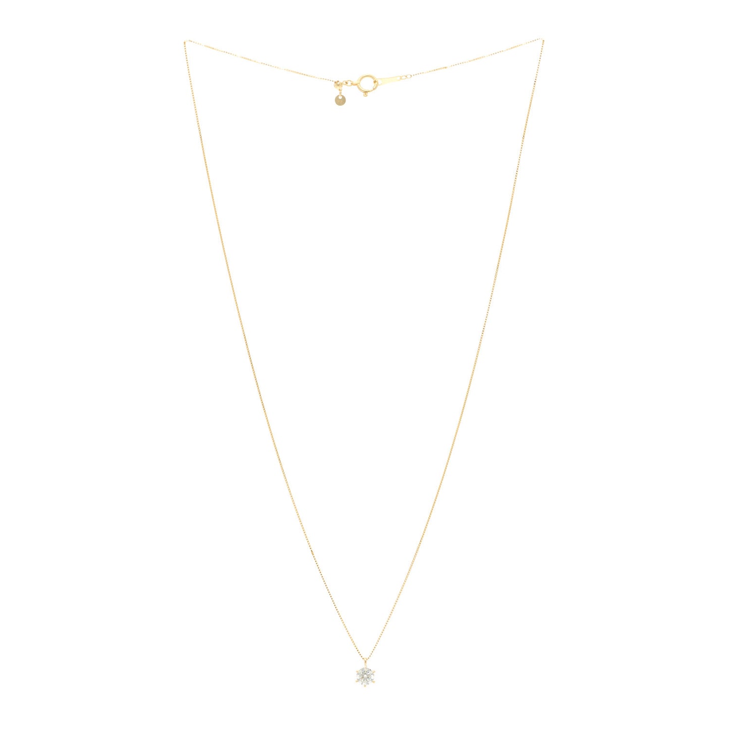 18K Yellow Gold Diamond .42ct Solitaire Pendant Necklace