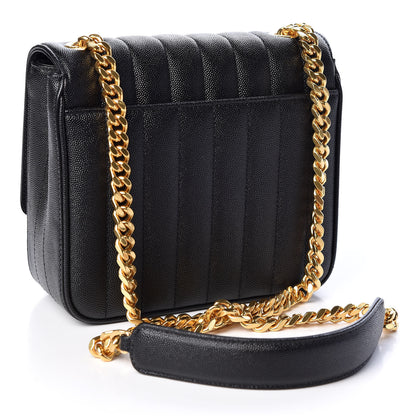 Saint Laurent Grain De Poudre Matelasse Monogram Medium Vicky Chain Bag Black 2 of 9