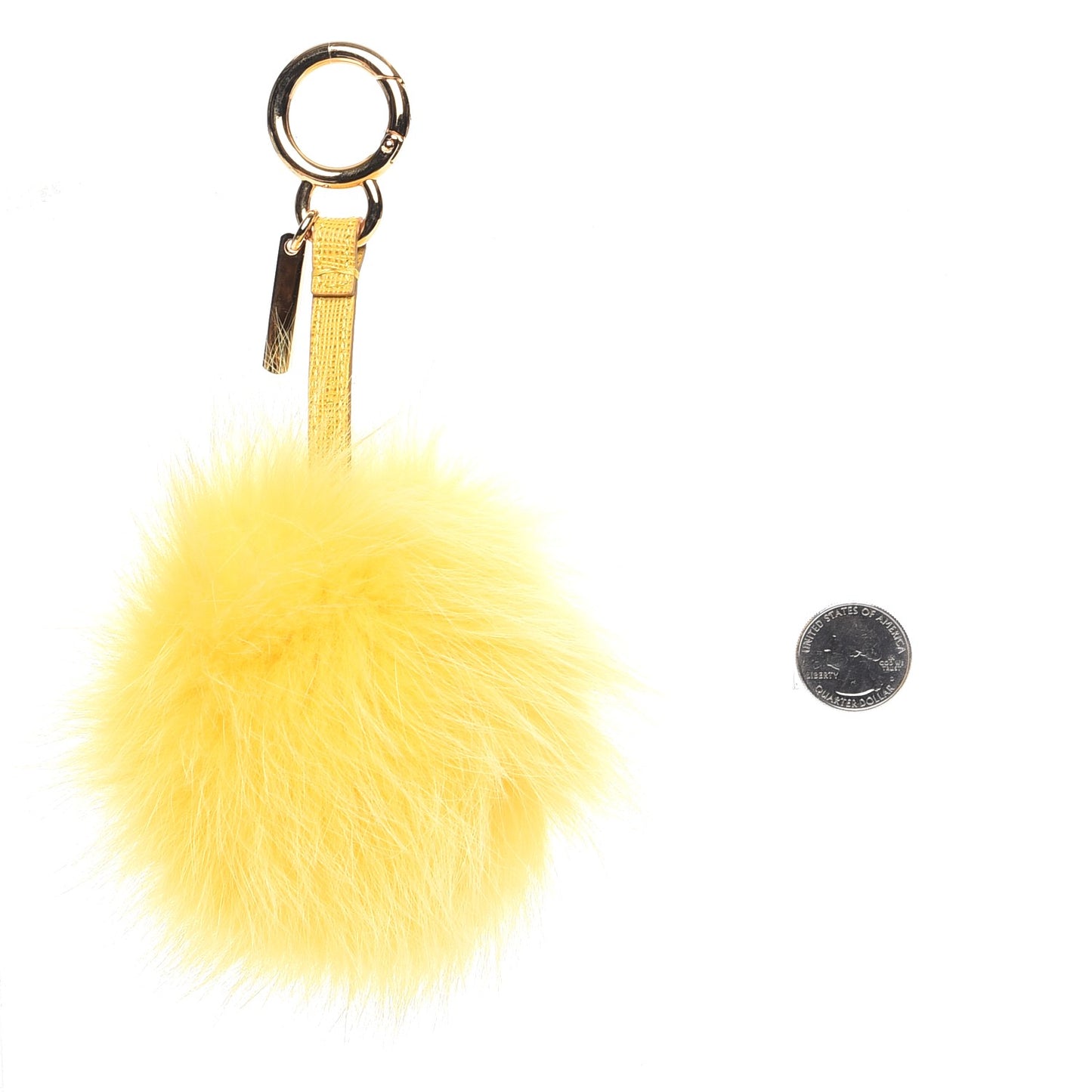 Fox Fur Pom Pom Bag Charm Yellow