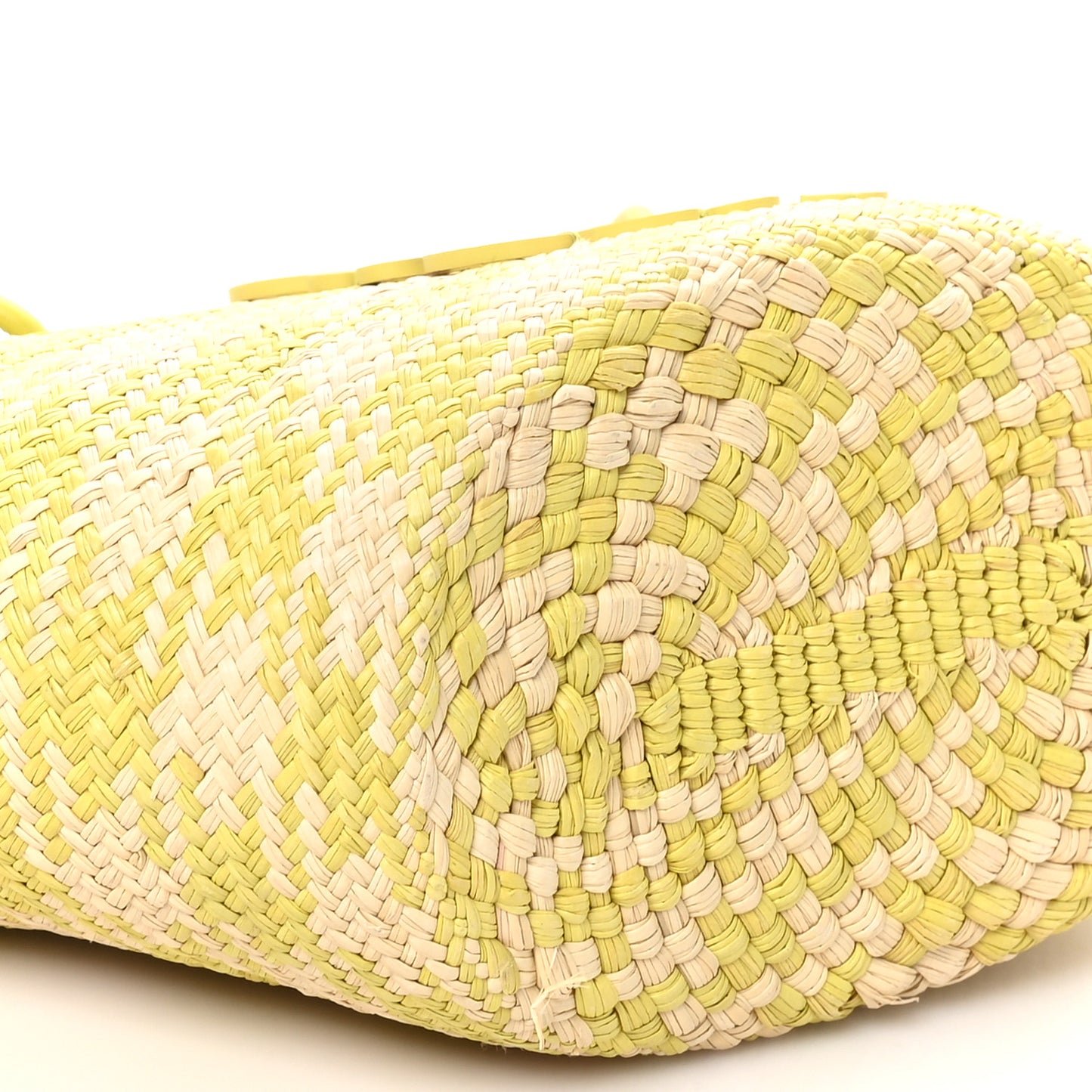 Calfskin Raffia Paulas Ibiza Small Anagram Basket Tote Bag Natural Lime Green