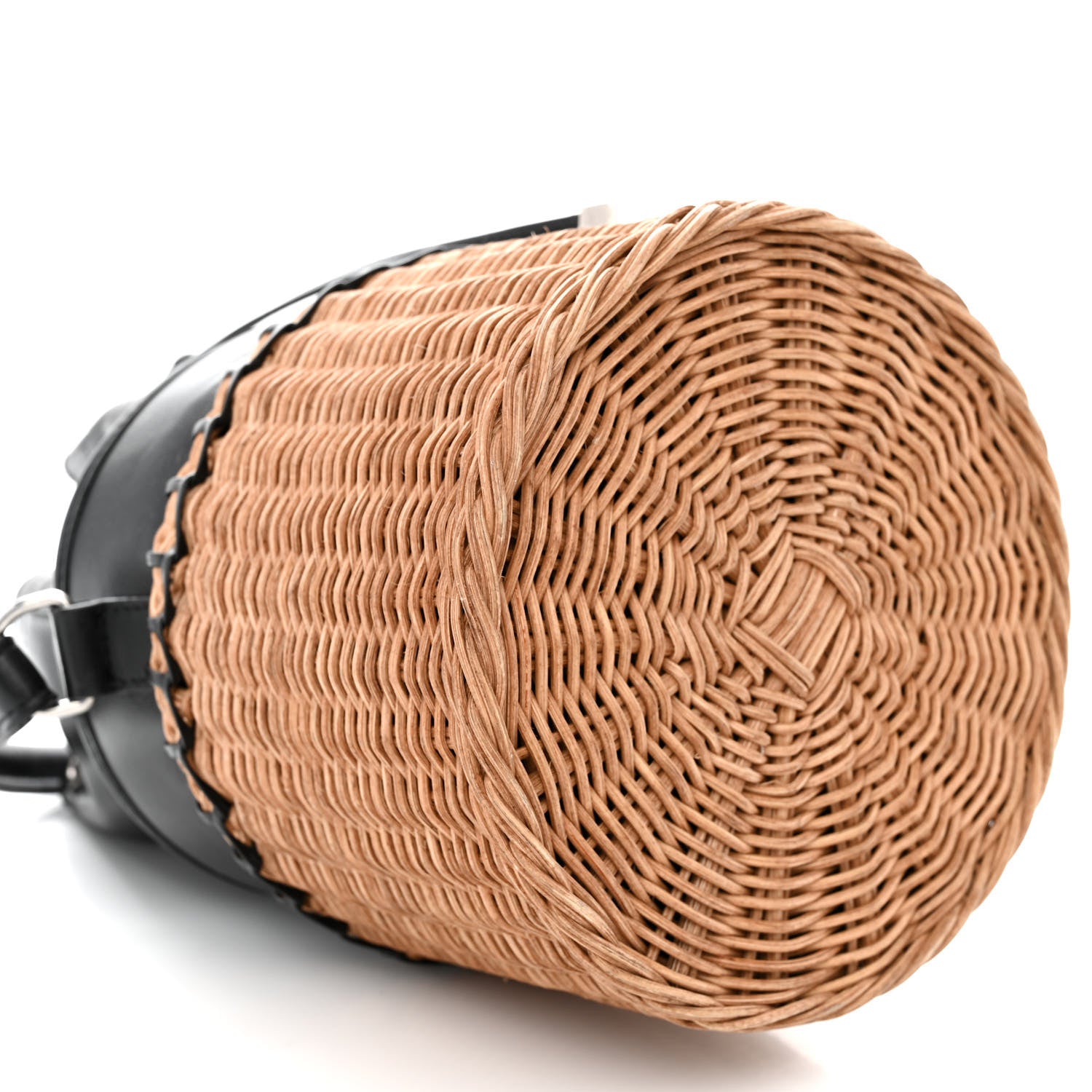 Saint Laurent Calfskin Wicker Small Bahia Bucket Bag Black 9 of 10