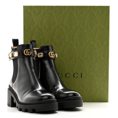 Gucci Calfskin Crystal GG Trip Chelsea Ankle Boots 38.5 Black 13 of 13