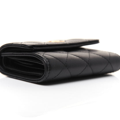 Chanel Lambskin Quilted Small Compact Wallet Black 7 of 13