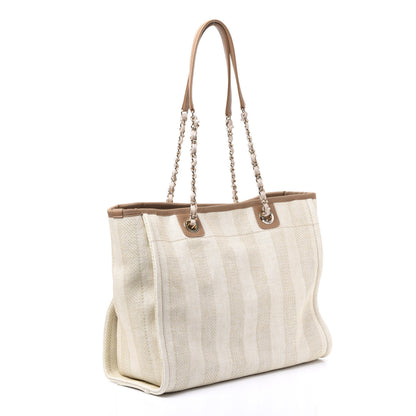 Chanel Mixed Fibers Calfskin Striped Small Deauville Tote Beige 2 of 11