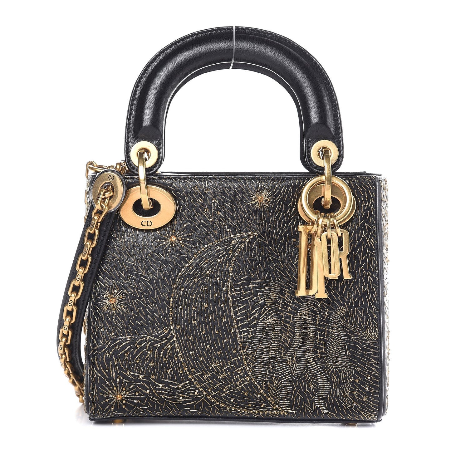 Smooth Calfskin Embroidered Mini The Moon in My Eyes Lady Dior Black