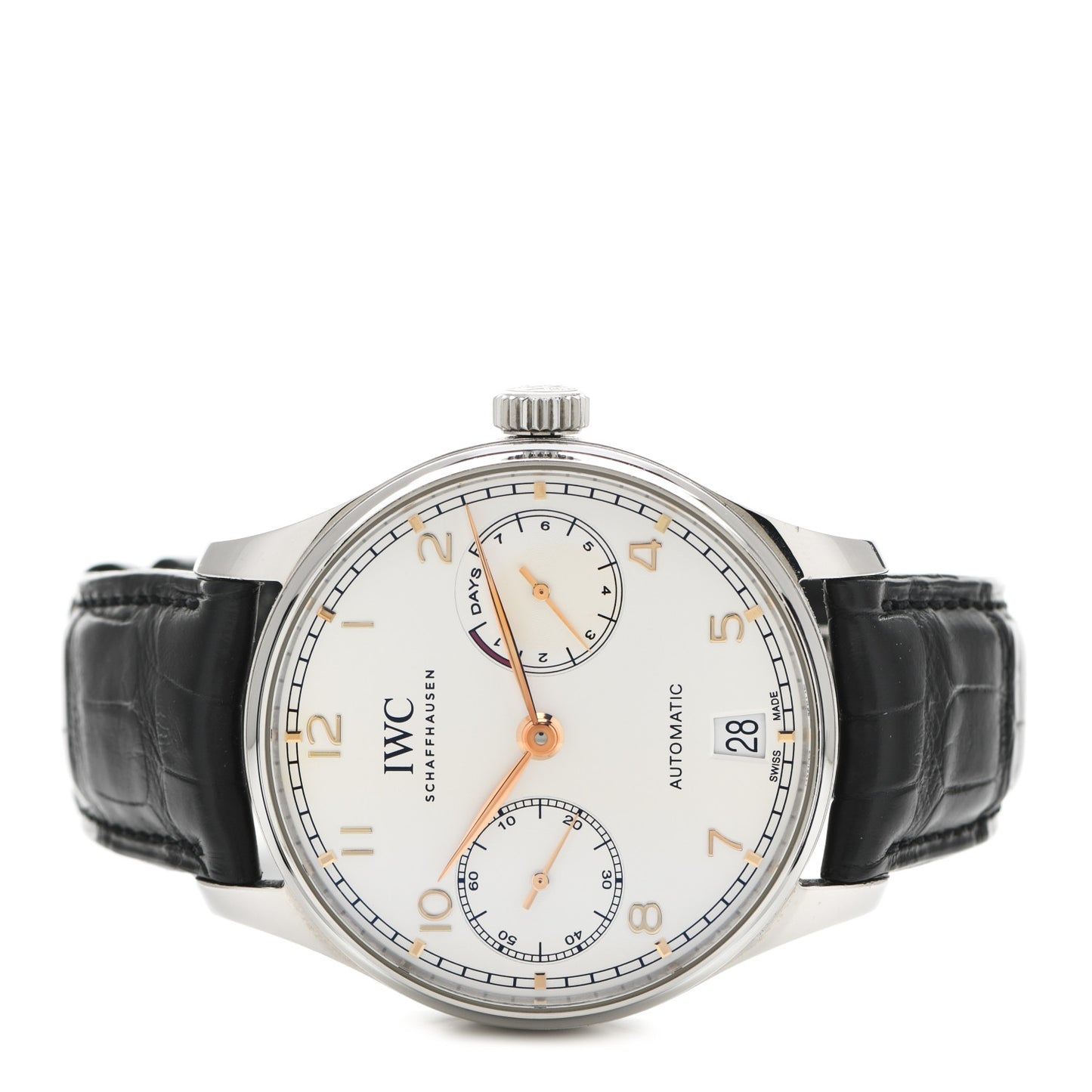 Stainless Steel Alligator 42mm Portugieser 7 Days Chronograph Automatic Watch IW500704
