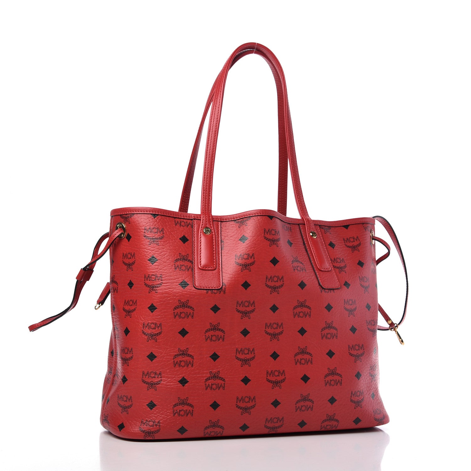MCM Visetos Medium Liz Reversible Shopper Tote Ruby Red 5 of 11