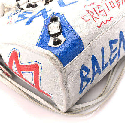 Balenciaga Agneau Graffiti All Over Classic Hardware S City White Bleu Rouge 12 of 18