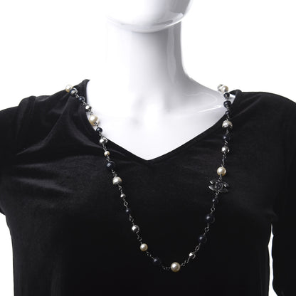 Chanel Pearl Beaded Enamel CC Long Necklace Silver 2 of 5