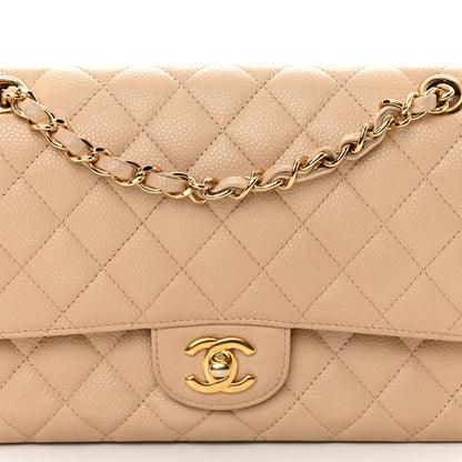 Chanel Caviar Quilted Medium Double Flap Beige 8 of 10