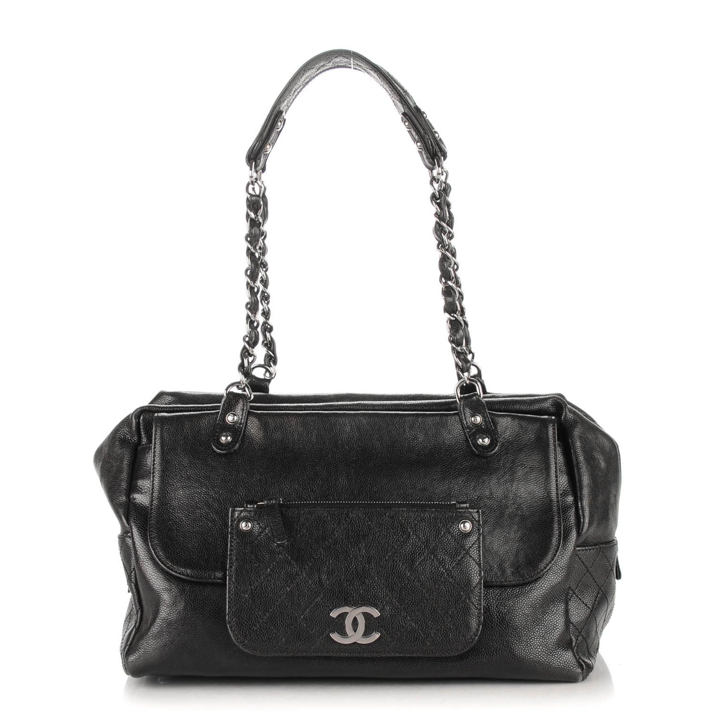Glazed Caviar Pocket In The City Tote Black