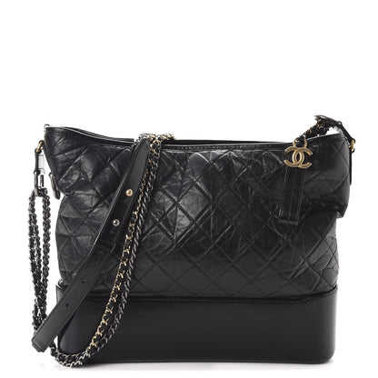Chanel Aged Calfskin Quilted Large Gabrielle Hobo Black 1 of 11