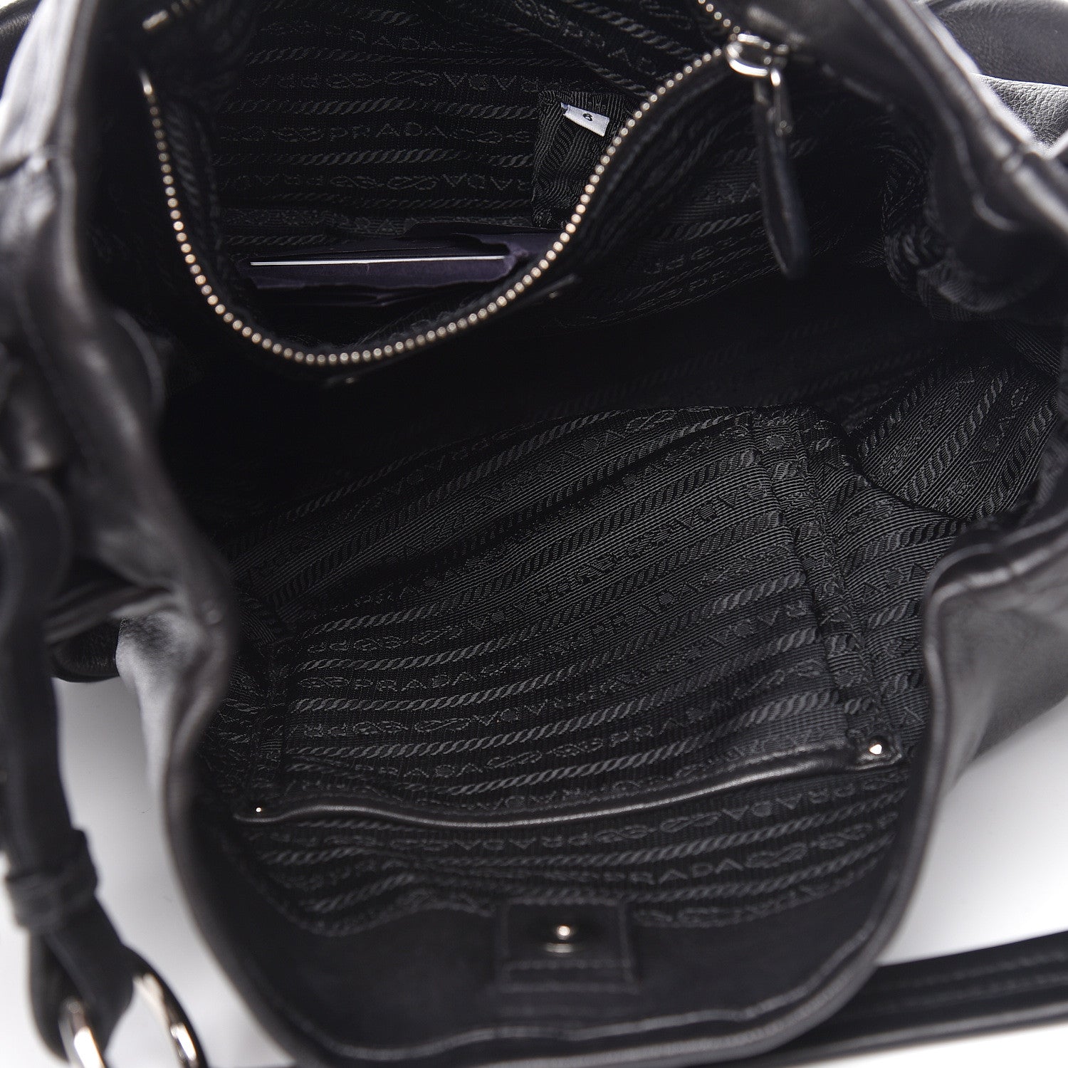 Prada Soft Calf Two Pocket Hobo Black 5 of 11