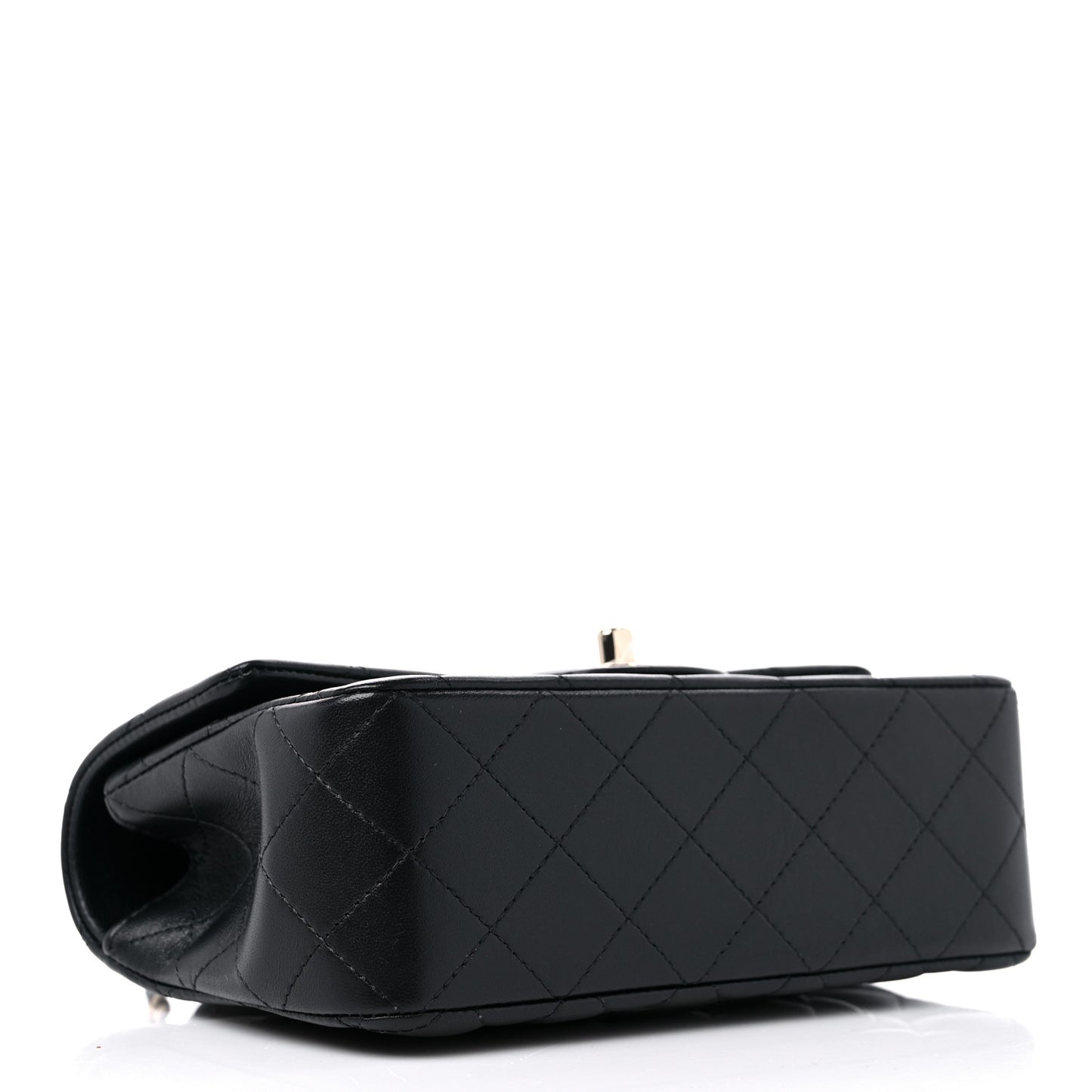 Lambskin Quilted Mini Top Handle Rectangular Flap Black