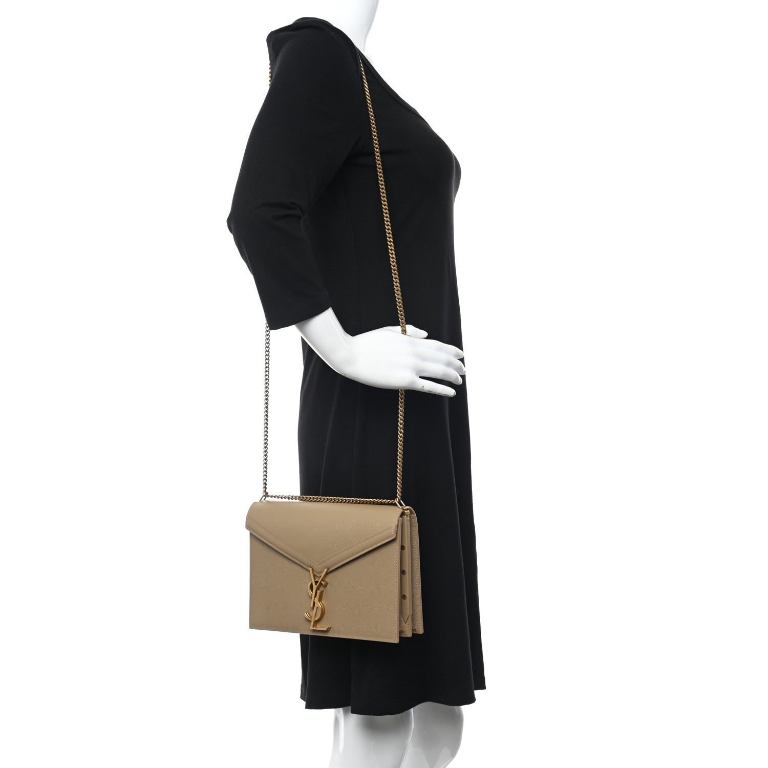 Saint Laurent Grain De Poudre Monogram Cassandra Clasp Bag Latte 3 of 9