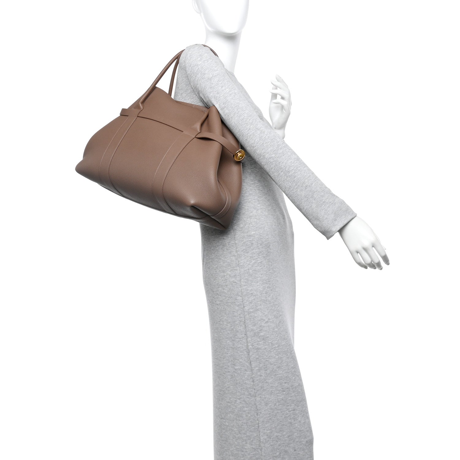 Loro Piana Grained Calfskin Large Ghiera Shopper Tote Fossil