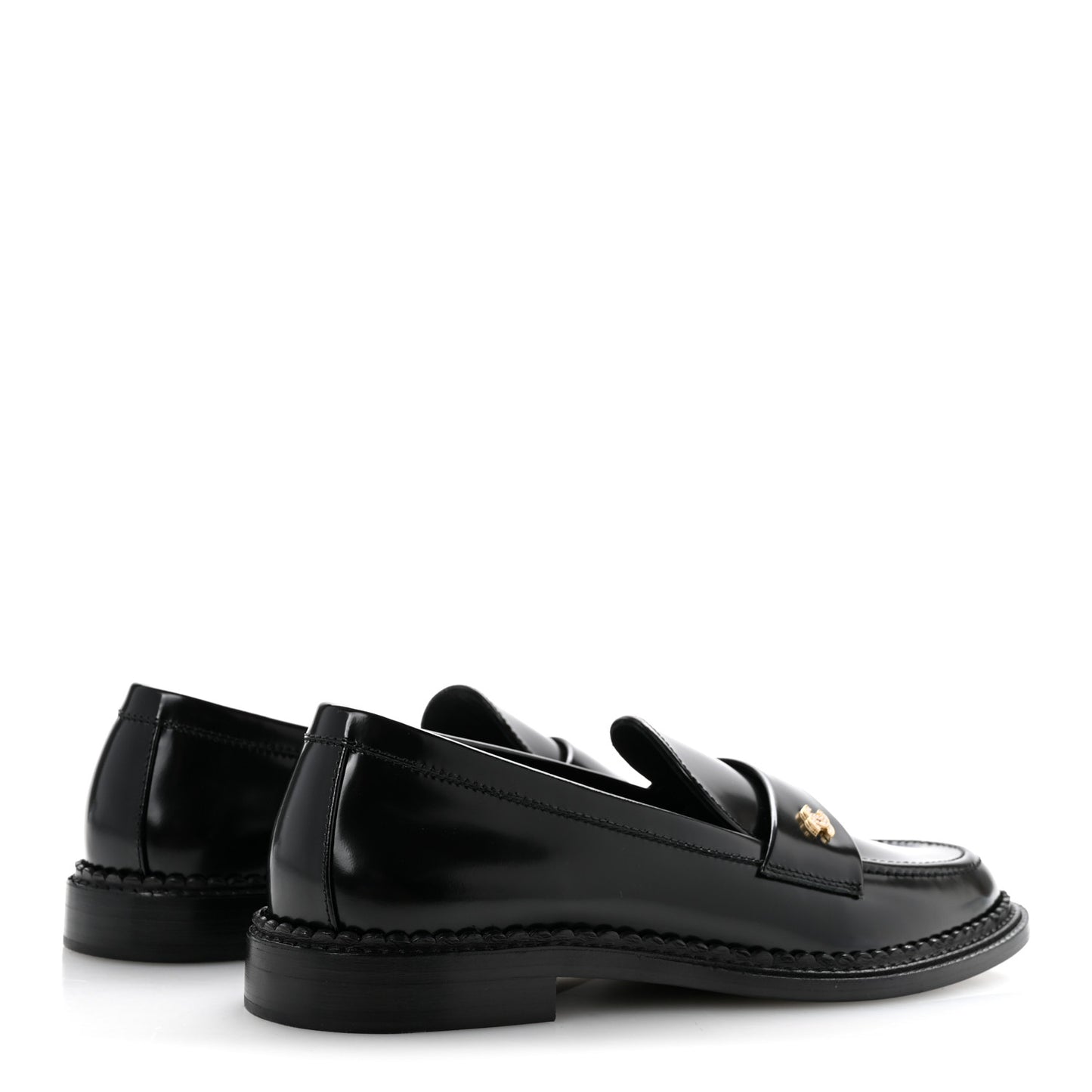 Shiny Calfskin Pearl CC Loafers 39.5 Black
