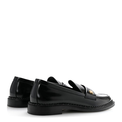 Chanel Shiny Calfskin Pearl CC Loafers 39.5 Black 5 of 9