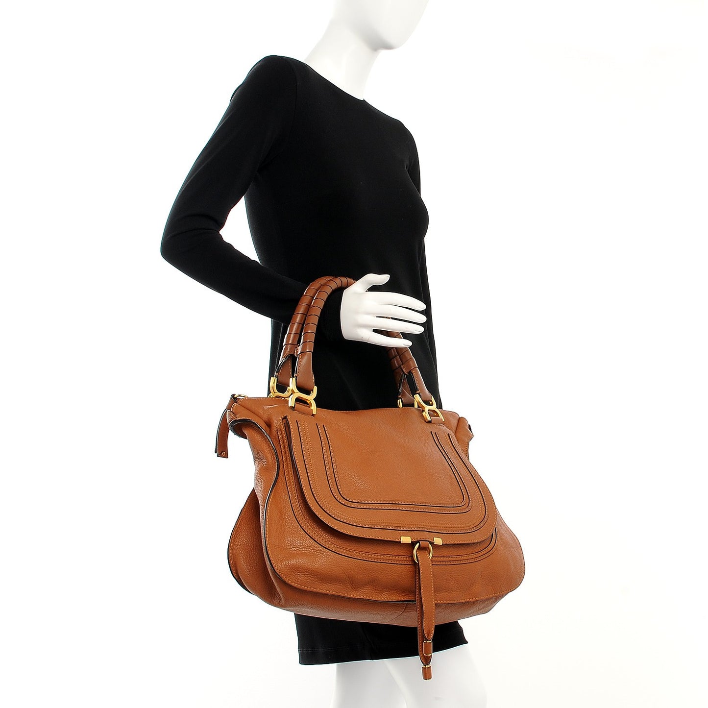 Calfskin Large Marcie Satchel Armagnac