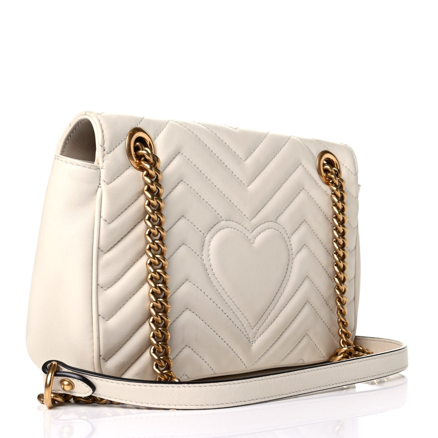 Calfskin Matelasse Small GG Marmont Shoulder Bag White