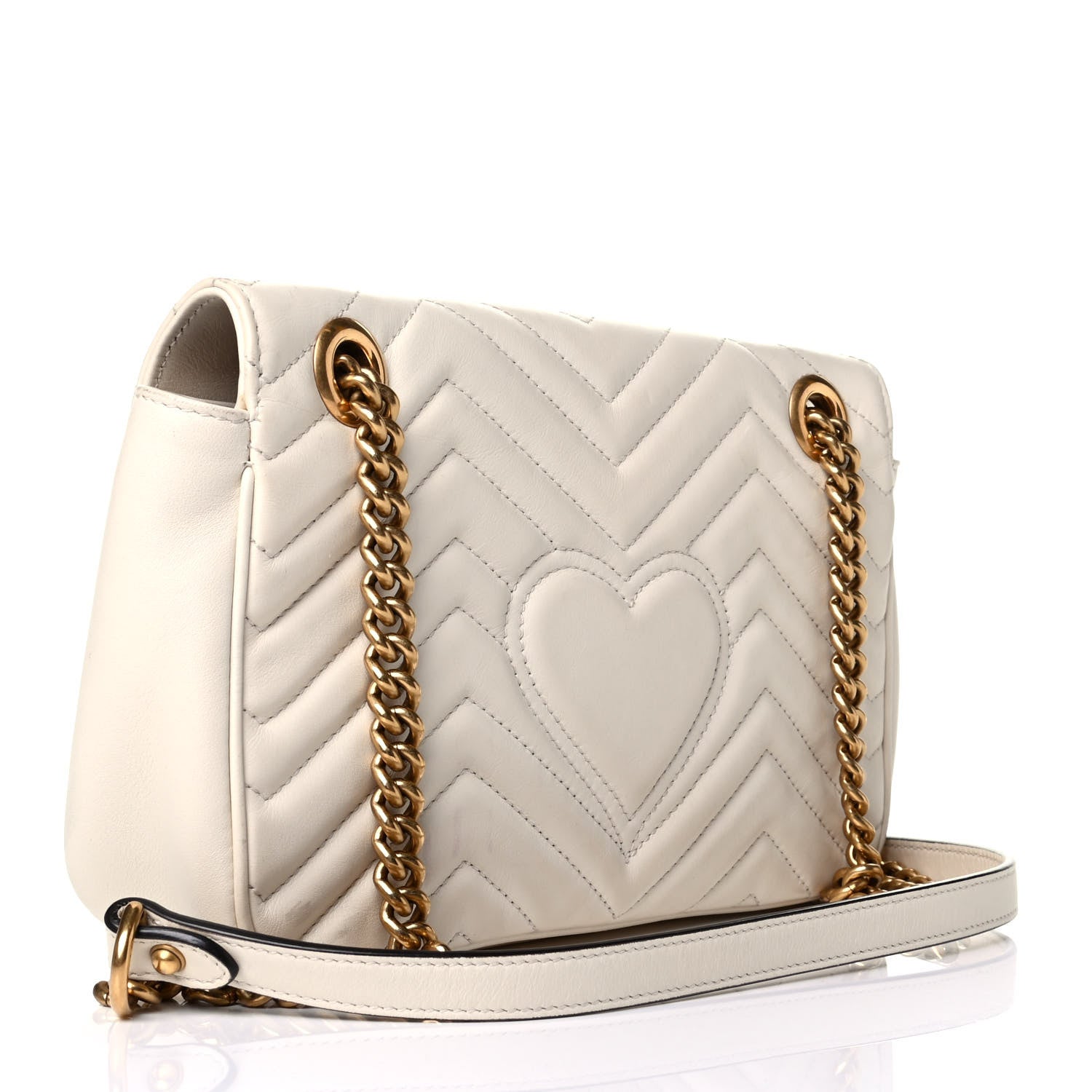 Gucci Calfskin Matelasse Small GG Marmont Shoulder Bag White 2 of 9