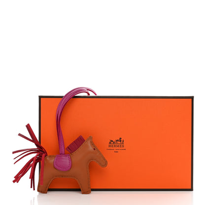 Hermes Milo Lambskin Grigri Rodeo Horse Bag Charm PM Gold Rubis Rose Poupre 6 of 6
