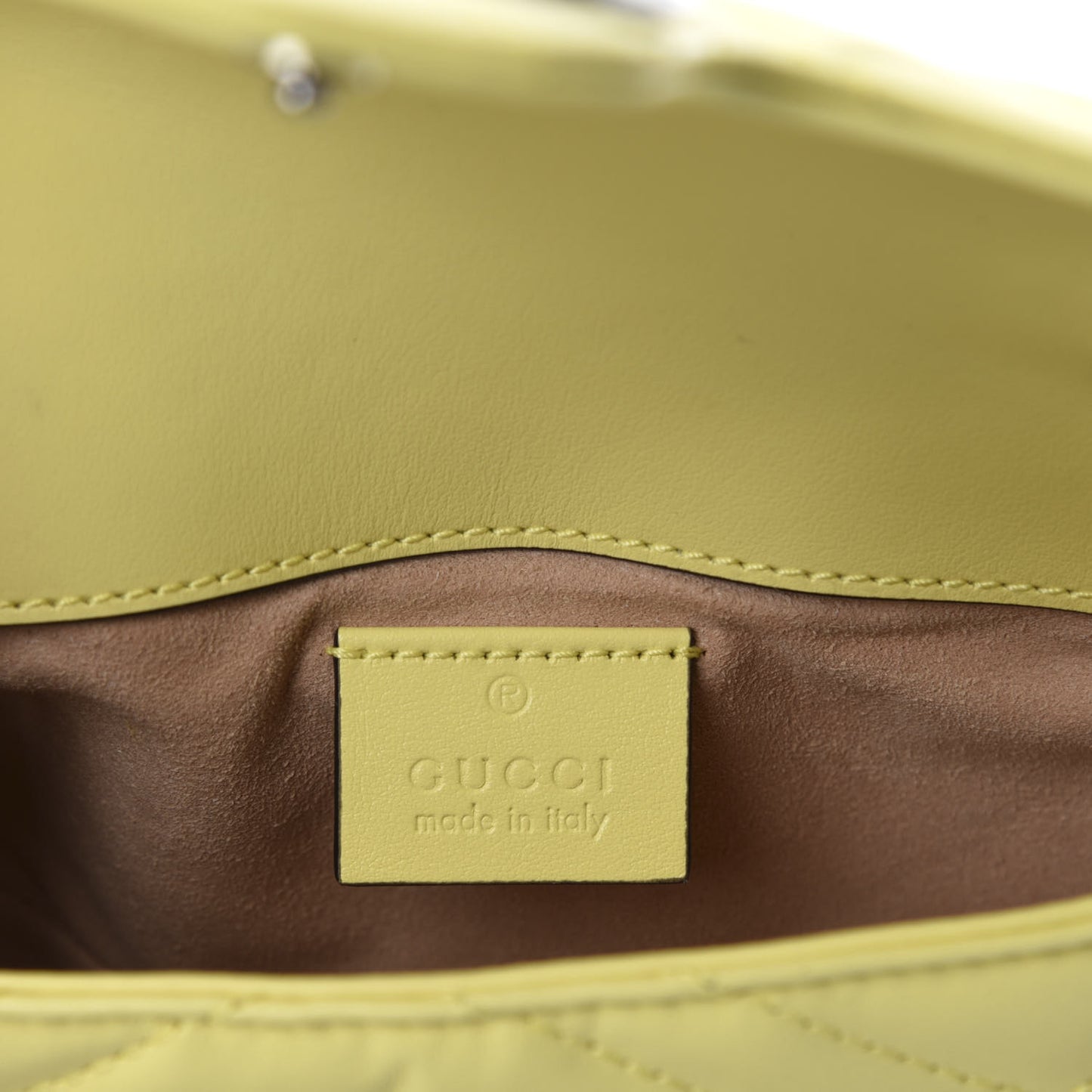 Calfskin Matelasse Super Mini GG Marmont Shoulder Bag Banana
