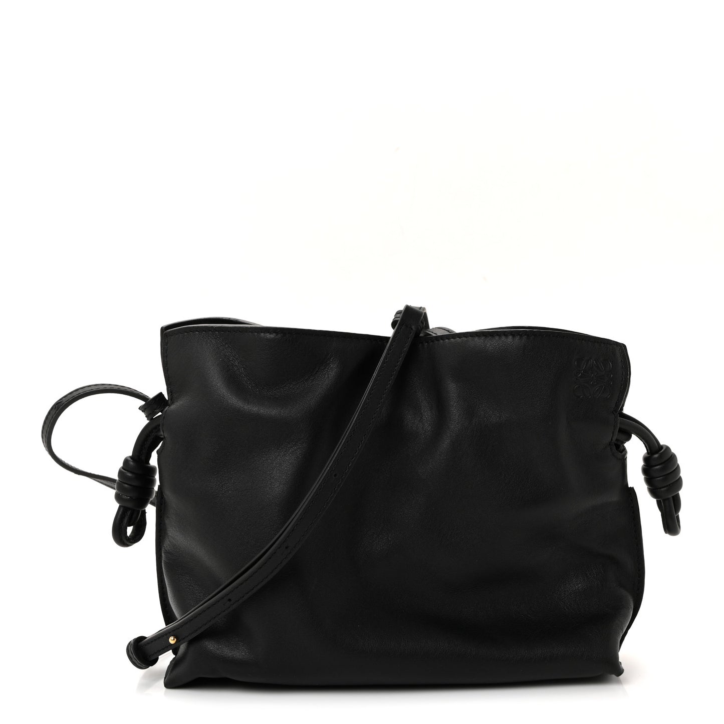 Calfskin Mini Flamenco Knot Clutch Black