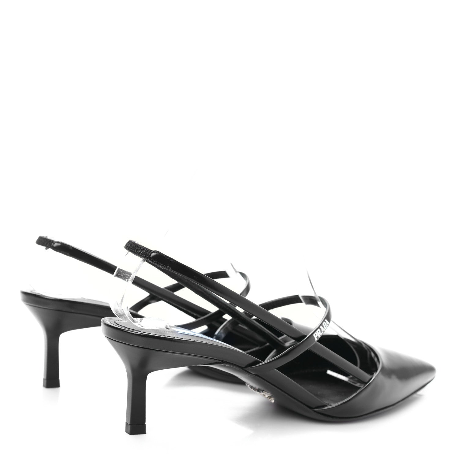 Prada Spazzolato Pointed Toe 55mm Slingback Pumps 38 Black 4 of 7