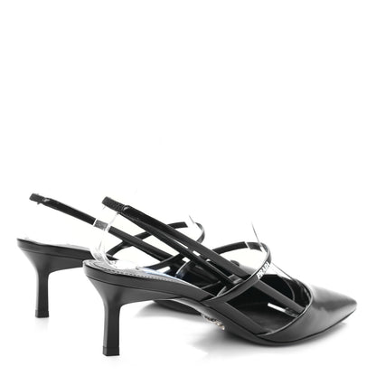 Prada Spazzolato Pointed Toe 55mm Slingback Pumps 38 Black 4 of 7
