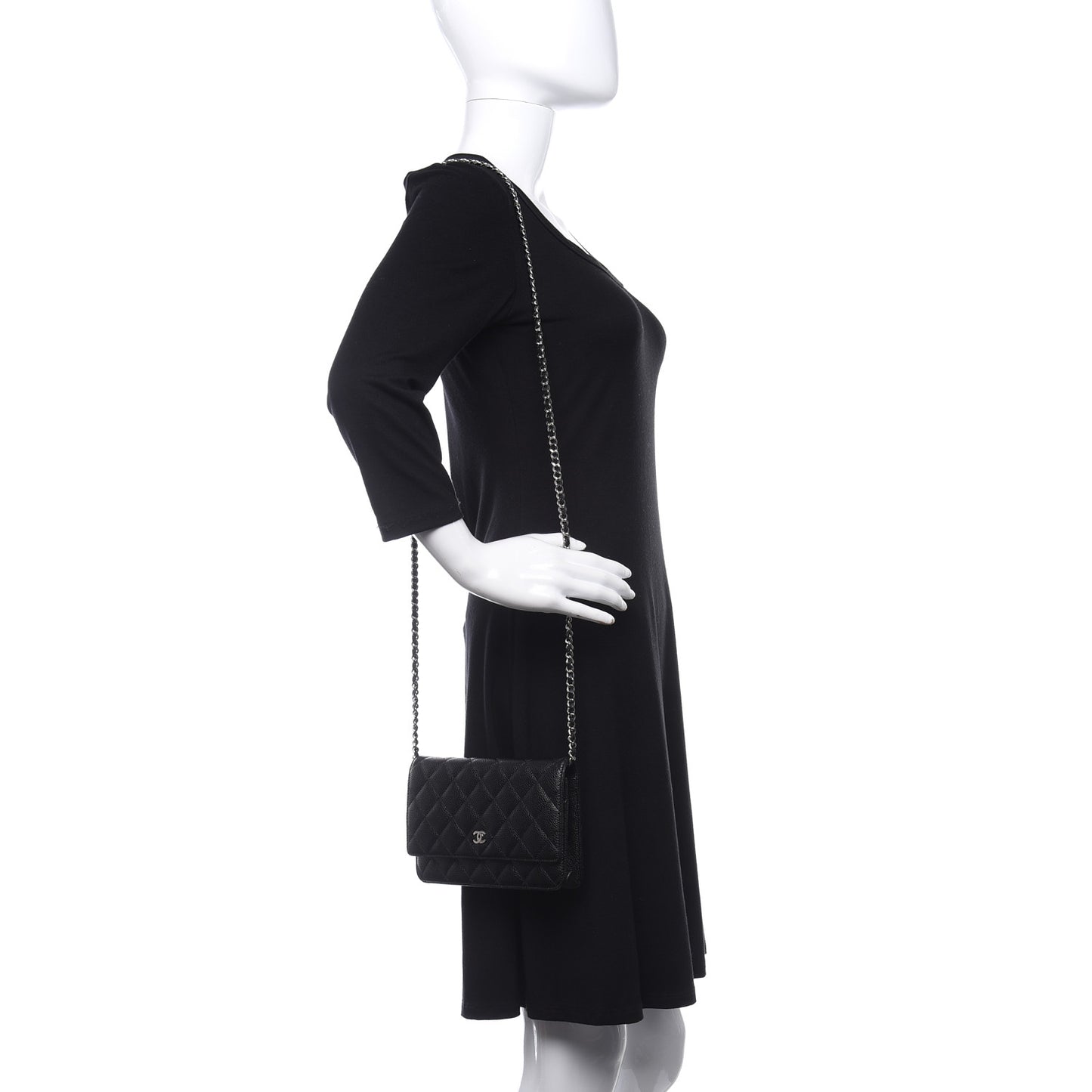 Caviar Quilted Wallet On Chain WOC Black