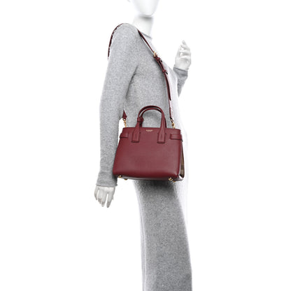 Burberry Grainy Calfskin House Check Small Banner Tote Crimson 2 of 9