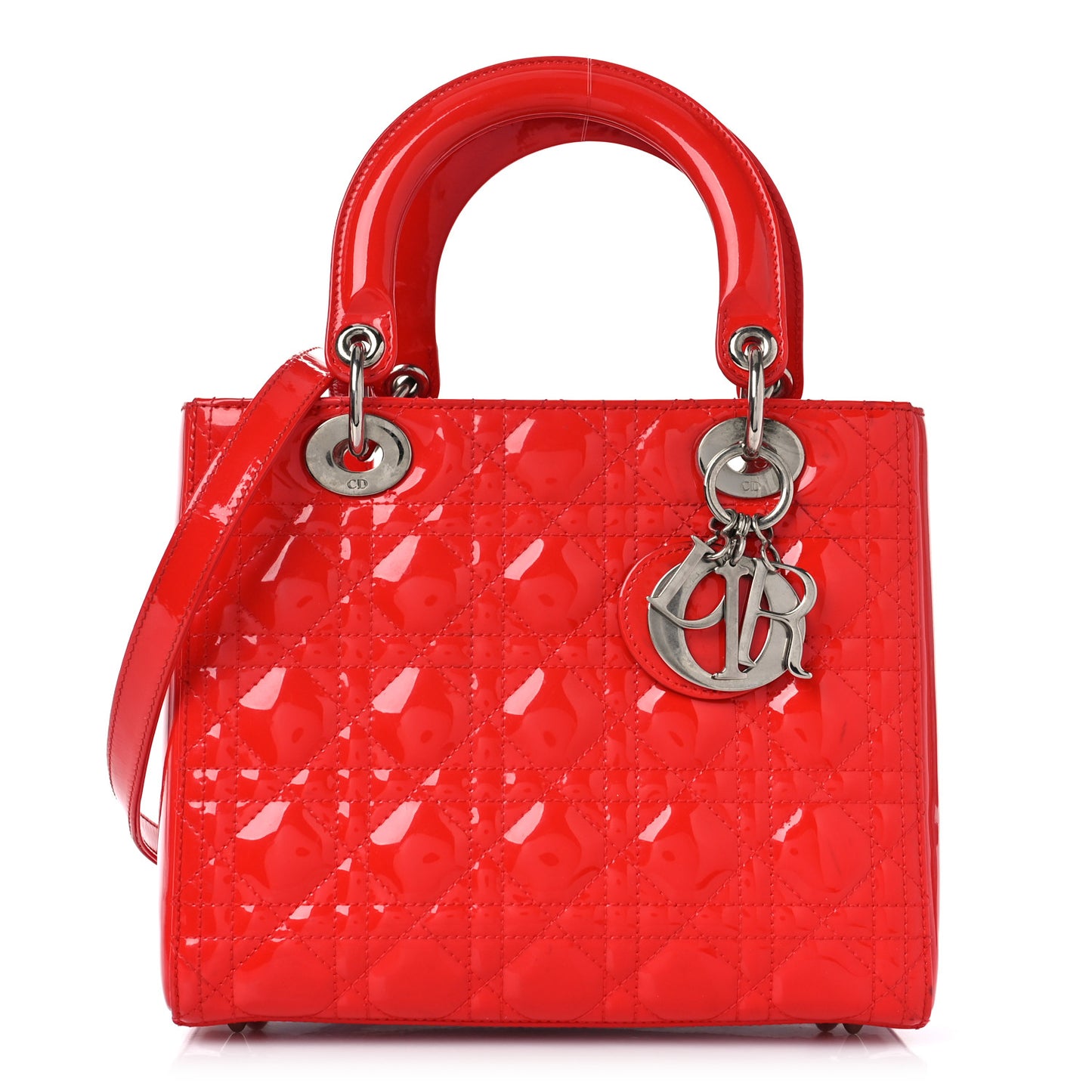Patent Cannage Medium Lady Dior Red