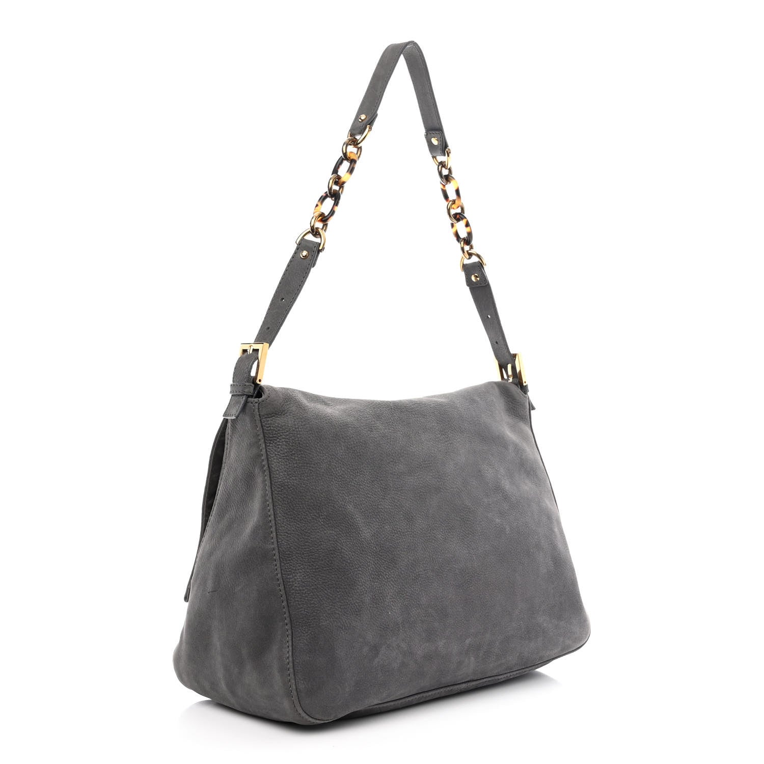 Fendi Vitello Savana Big Mama Baguette Grigio Tartaruga Natural 3 of 10