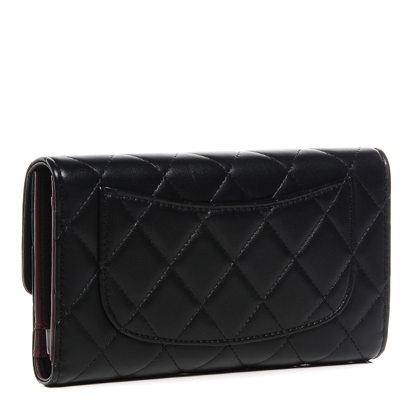 Lambskin Quilted Large Flap Wallet Black