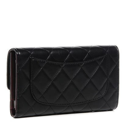 Chanel Lambskin Quilted Large Flap Wallet Black 3 of 8