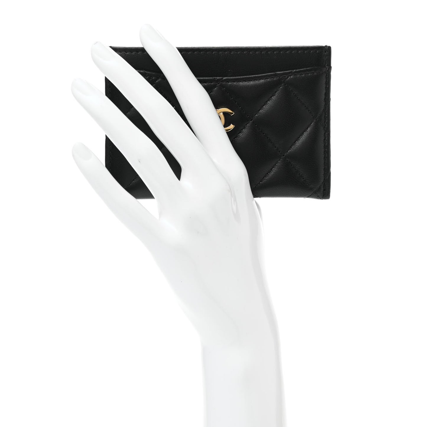 Lambskin Quilted Card Holder Black