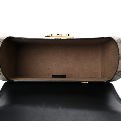 Gucci GG Supreme Monogram Small Padlock Bamboo Shoulder Bag Beige Black Cuir 5 of 18