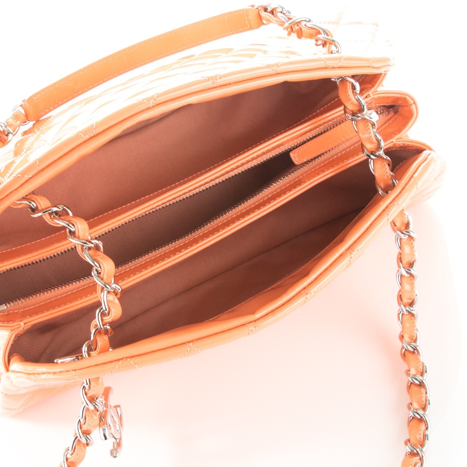 Chanel Patent Quilted Medium Just Mademoiselle Light Orange 5 of 7