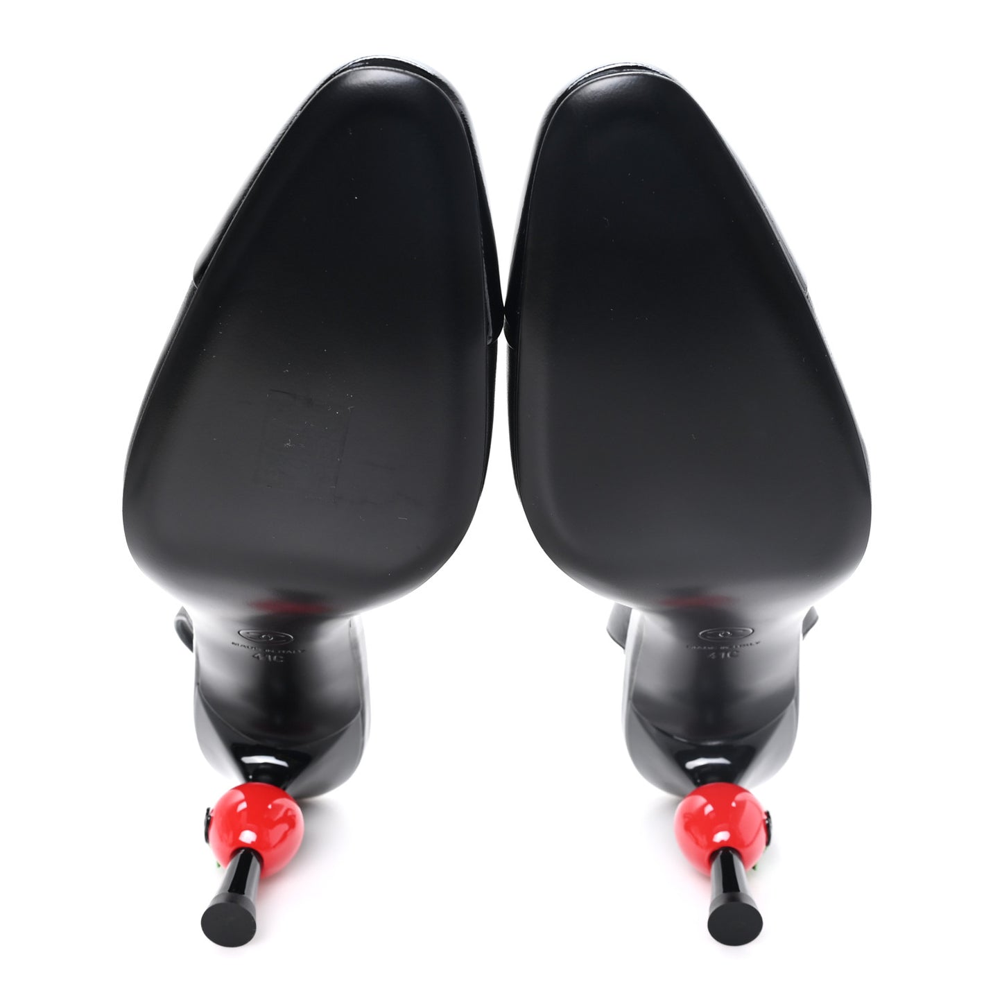 Lambskin Patent Cap Toe CC Apple Slingback Pumps 41 Black